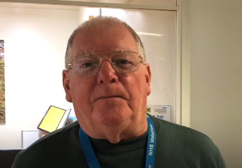 Frank McKechnie, a volunteer at Furness General Hospital smiling