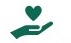 Small icon of a green hand holding a green heart